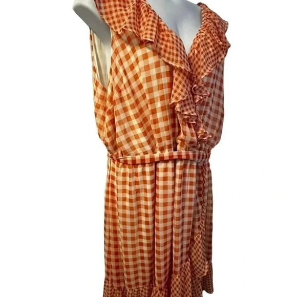 Lauren Conrad Sleeveless Dress orange Gingham Women's plus size 4X - Picture 2 of 14